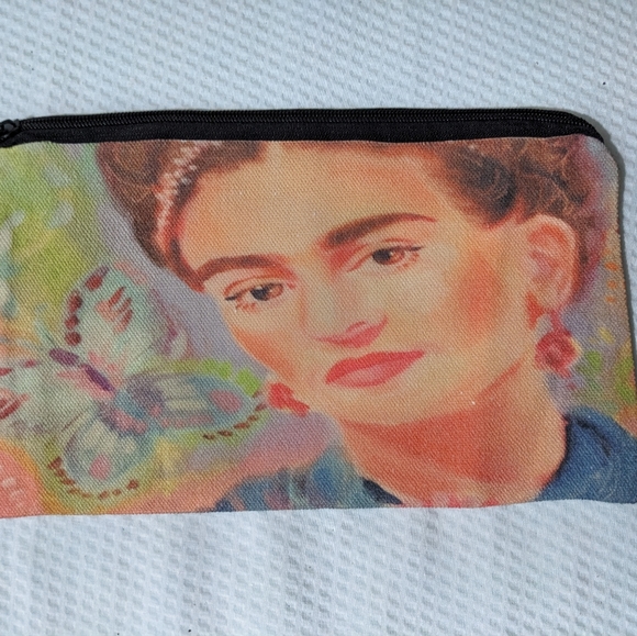 NEW Frida Kahlo Butterfly Canvas Zipper Pouch - Picture 4 of 8
